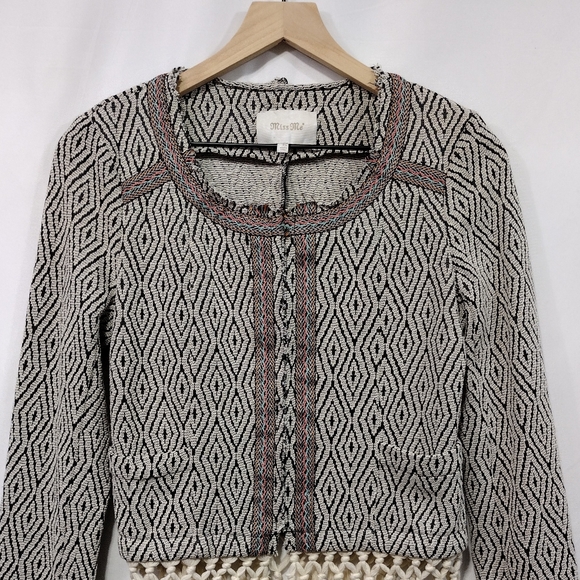Miss Me Western Boho Fringe Jacket Womens S Tan Black Geometric Retro 90s - Picture 3 of 12